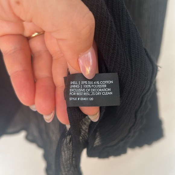 Club Monaco sheer silk blouse mandarin collar embroidered button up size small - Picture 8 of 9